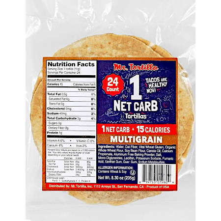 Low Calorie, 1 Net Carb Tortilla - Multigrain
